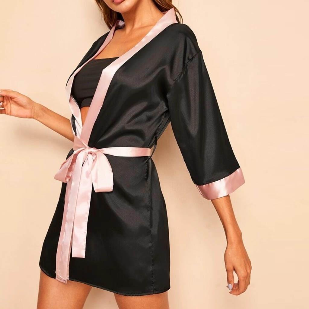 GINIA Silk Wrap Robe in Black - 100% Silk